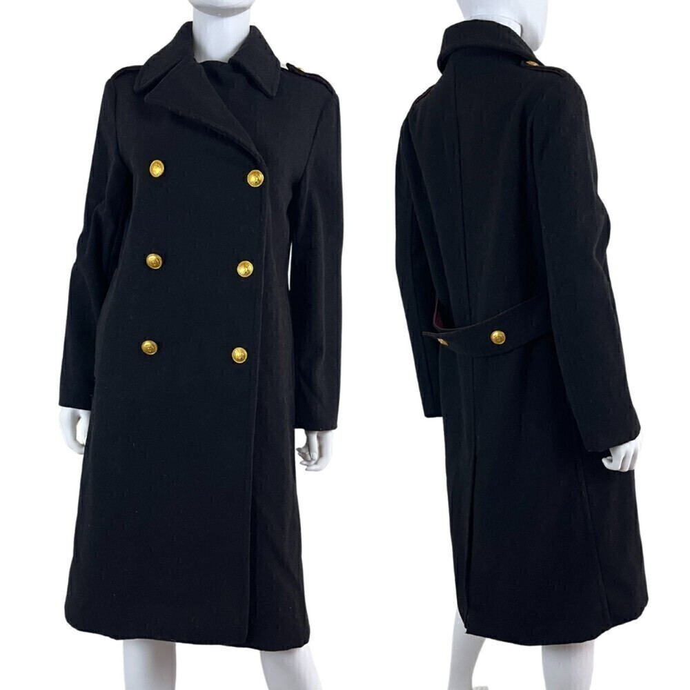 Rebecca Minkoff Women Size S Black Officer Coat Double Breasted Long NEW Peacoat
